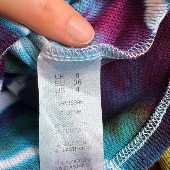 Handmade Geode Tie Dye Crop Top Tee Blouse Womens Small Long Sleeve Turtleneck - Picture 11 of 15